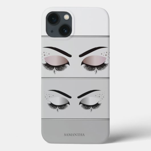 Eleganter Cooler, moderner Grau gestreift, Lashes Case-Mate iPhone Hülle (Rückseite)
