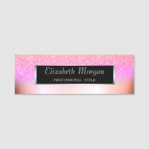 Eleganter Cooler Silberrahmen, Glitzer Ombre Namensschild