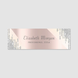 Eleganter Cooler Silver Glitzer Tropfen Rose Gold Namensschild