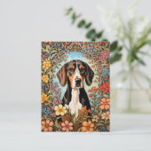 Eleganter Coonhound Bunte Blumen Postkarte (Stehend Vorderseite)