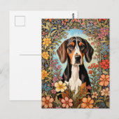 Eleganter Coonhound Bunte Blumen Postkarte (Vorne/Hinten)