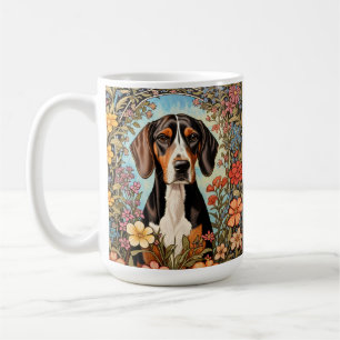 Eleganter Coonhound Bunter Blumendruck Kaffeetasse