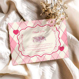 Eleganter Coquette Pink Bow Abschluss Dankeskarte