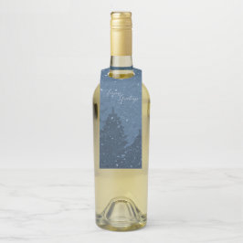 Eleganter Corporate Winter Snow Trees Flaschenanhänger