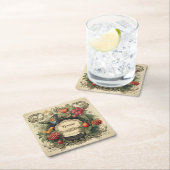 Eleganter Cotgore Garden Berries Personalisiert Rechteckiger Pappuntersetzer (Vor Ort)