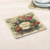 Eleganter Cotgore Garden Berries Personalisiert Rechteckiger Pappuntersetzer (angewinkelt)