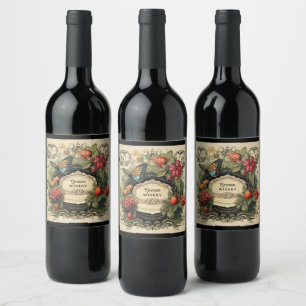 Eleganter Cotgore Garden Berries Personalisiert Weinetikett