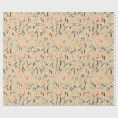 Eleganter Cream Beige FLORAL Geschenkpapier (Flach)