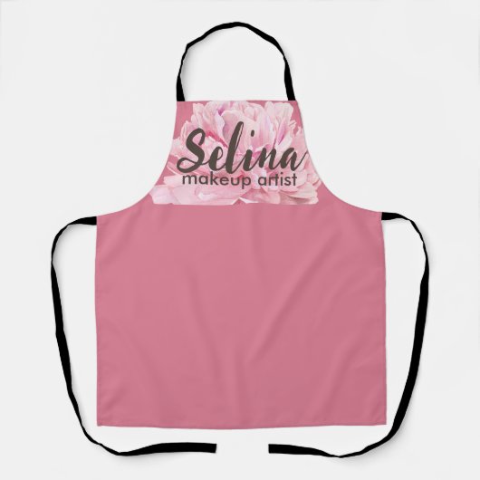 Eleganter Cream Blush Pink Bloral Makeup Artist Schürze (Vorderseite)