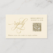 Eleganter Cream Gold Small UAWG QR Code Hochzeit Begleitkarte (Vorderseite)