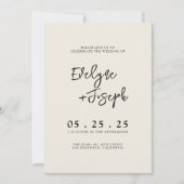 Eleganter Cream Minimal Boho Einladung (Vorderseite)