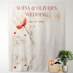 Eleganter Cream Red Poppies Wedding Foto Hintergru Wandteppich