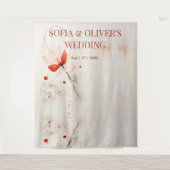 Eleganter Cream Red Poppies Wedding Foto Hintergru Wandteppich (Vorderseite)