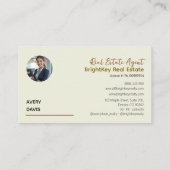 Eleganter Cream & Script Real Anwesen Agent Visitenkarte (Rückseite)