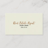 Eleganter Cream & Script Real Anwesen Agent Visitenkarte (Vorderseite)