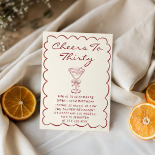 Eleganter Creme-„Prost auf Dreißig“ Martini-Geburt Einladung