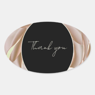 Eleganter Creme-Rosen-Blumen-"Danke"-Sticker Ovaler Aufkleber