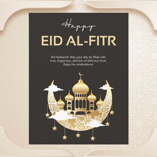 Eleganter Crescent und die Moschee Eid al-Fitr Postkarte