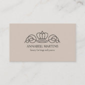 Eleganter Crown Salon Hellbrauner QR-Code Visitenkarte (Vorderseite)