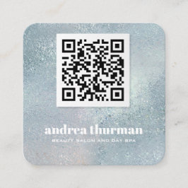 Eleganter Crystal Blue perlenirisierender QR CODE Quadratische Visitenkarte