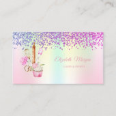 Eleganter Cupcake,Bäckereiwerkzeuge Blume holograf Visitenkarte (Vorderseite)