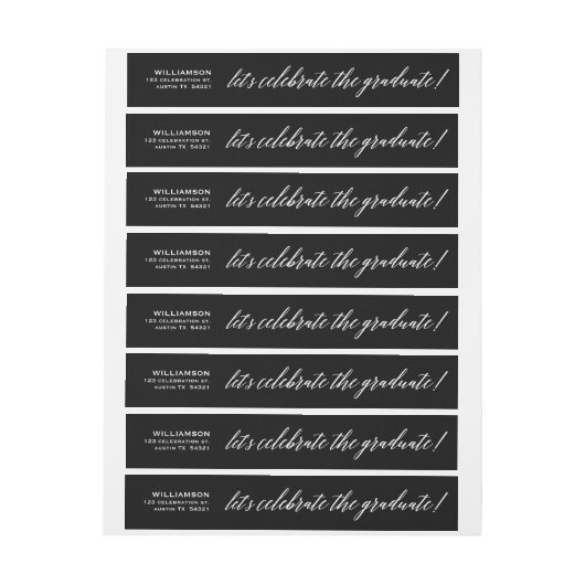 Eleganter Cursive feiern das graduierte Siegel Rundum-Adressaufkleber (Bogen)