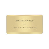 Eleganter Cursive Schriftart Name Gold Moderne Adr Adressaufkleber (Vorne)