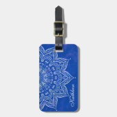 Eleganter Custom Blue und White Mandala Gepäckanhä Gepäckanhänger (Vorderseite vertikal)