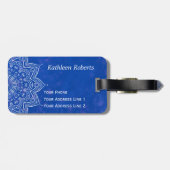 Eleganter Custom Blue und White Mandala Gepäckanhä Gepäckanhänger (Rückseite horizontal)