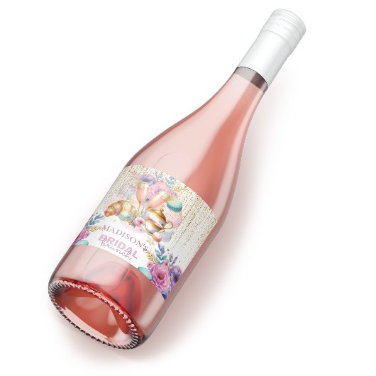 Eleganter Custom Bridal Brunch Pink Gold Glitzer Schaumweinetikett