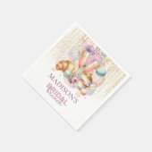 Eleganter Custom Bridal Brunch Pink & Gold Glitzer Serviette (Ecke)