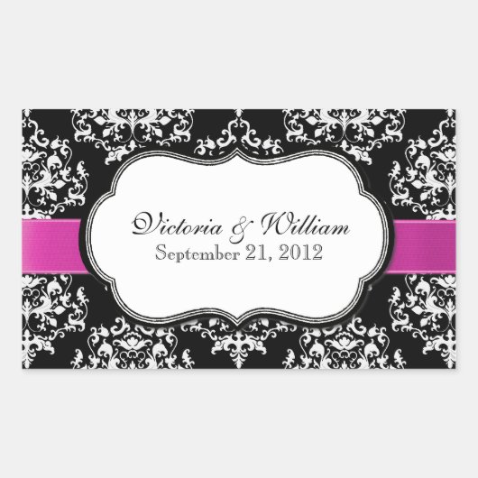 Eleganter Custom Damask Wedding Sticker (Vorderseite)