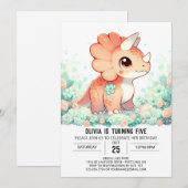 Eleganter Custom Dinosaur Digitaler Geburtstag Einladung (Vorne/Hinten)