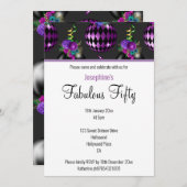 ELEGANTER CUSTOM FABULOUS IN 50 LILA BALLOON EINLADUNG (Vorne/Hinten)