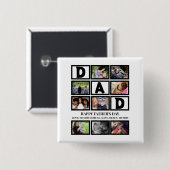 Eleganter Custom Happy Vathers Day 9 Foto Collage Button (Vorne & Hinten)