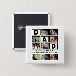 Eleganter Custom Happy Vathers Day 9 Foto Collage Button