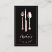 Eleganter Cutlery Logo Catering Schwarz Visitenkarte (Vorderseite)