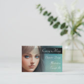 Eleganter Cyan Water Color Character Artist Visitenkarte (Stehend Vorderseite)
