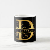 Eleganter "D" Monogram Personalisiert Name Black G Kaffeetasse (Mittel)