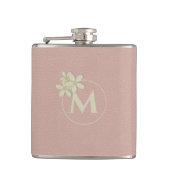 Eleganter Daisy Monogram Pink Imitats Leather Look Flachmann (Vorderseite)