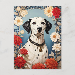 Eleganter Dalmatiner mit Dahlienblumen Postkarte