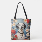 Eleganter Dalmatiner mit Dahlienblüten Tasche (Rückseite)
