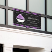 Eleganter Damask Lila Cupcake Banner (Äußeres Gebäude)