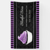 Eleganter Damask Lila Cupcake Banner (Vertikal)