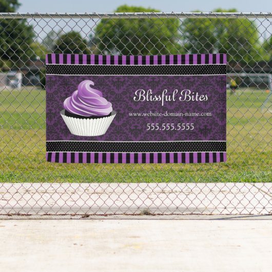 Eleganter Damask Lila Cupcake Banner (Insitu)