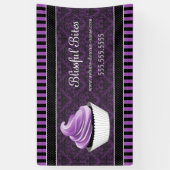 Eleganter Damask Lila Cupcake Banner (Vertikal)