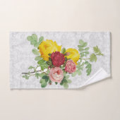 Eleganter Damask mit gelbem Rosa und Rote Rosen Handtuch (Handtuch)