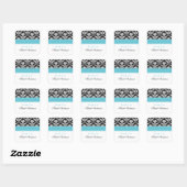 Eleganter Damask Muster Personalisierter Square St Quadratischer Aufkleber (Blatt)