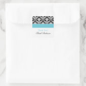 Eleganter Damask Muster Personalisierter Square St Quadratischer Aufkleber (Tasche)