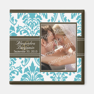 Eleganter Damast-Gastgeschenk Hochzeits-Magnet: Magnet